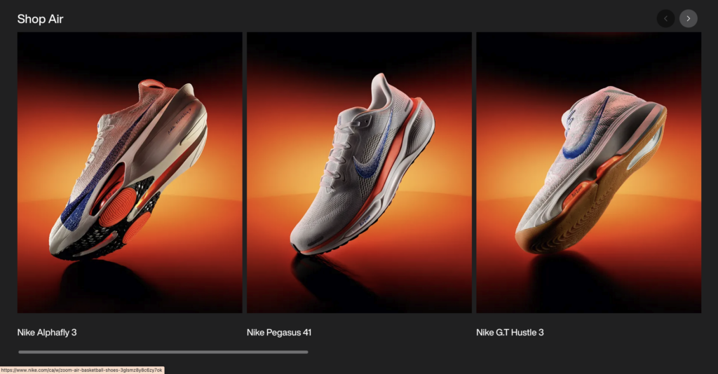 Headless commerce example - Nike